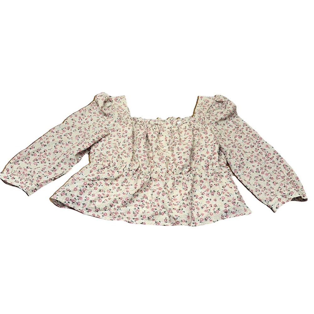 Paper Crane Top Romantic Floral Smocked Balloon Sleeve Boho Prairie‎ Women's L